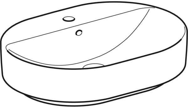 Geberit VariForm Aufsatzwaschtisch elliptisch 60x45 cm mit Hahnloch und KeraTect in Weiß