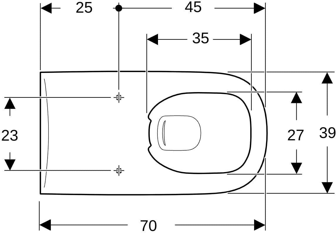 GEBERIT Renova Comfort Wand-WC eckig, spülrandlos Rimfree, 70 cm Ausladung, weiß