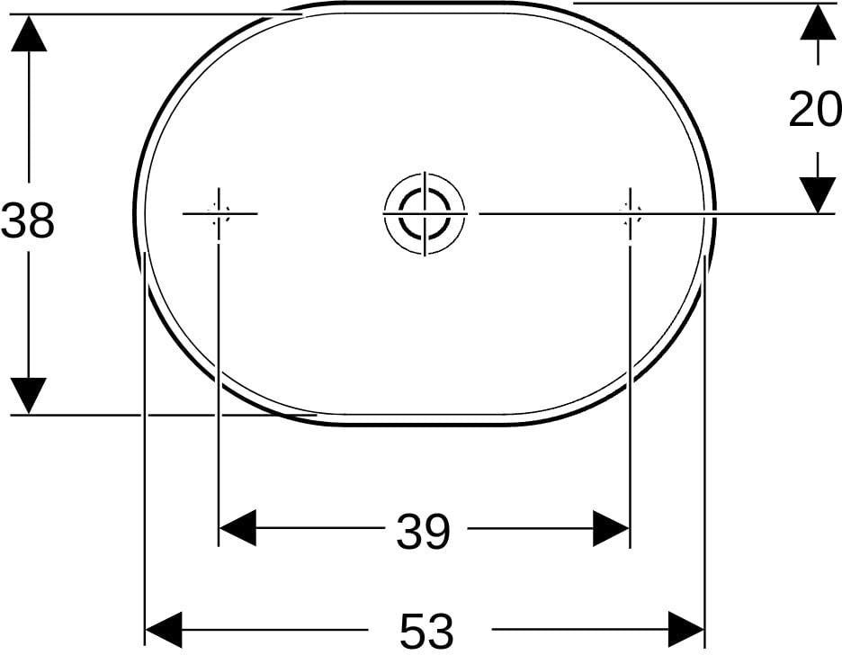 Geberit VariForm Aufsatzwaschtisch elliptisch 55x40 cm weiß KeraTect ohne Hahnloch