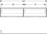 Geberit ONE Unterschrank für Aufsatzwaschtisch, 2 Schubladen, 133,2 cm, weiß hochglänzend