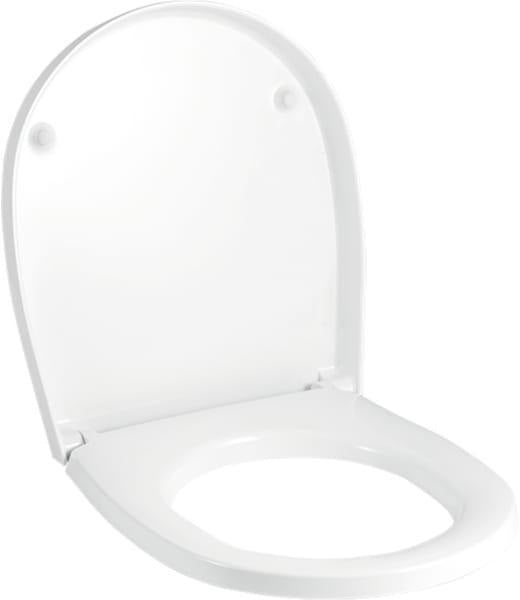 Geberit Visit WC-Sitz mit Absenkautomatik, weiß glänzend, Messing verchromt