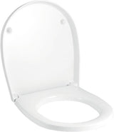 Geberit Visit WC-Sitz Weiß mit Deckel, verchromte Messing-Scharniere, Duroplast