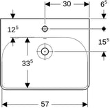 Geberit Smyle Waschtisch eckig 90x48 cm mit Hahnloch und Überlauf in Weiß