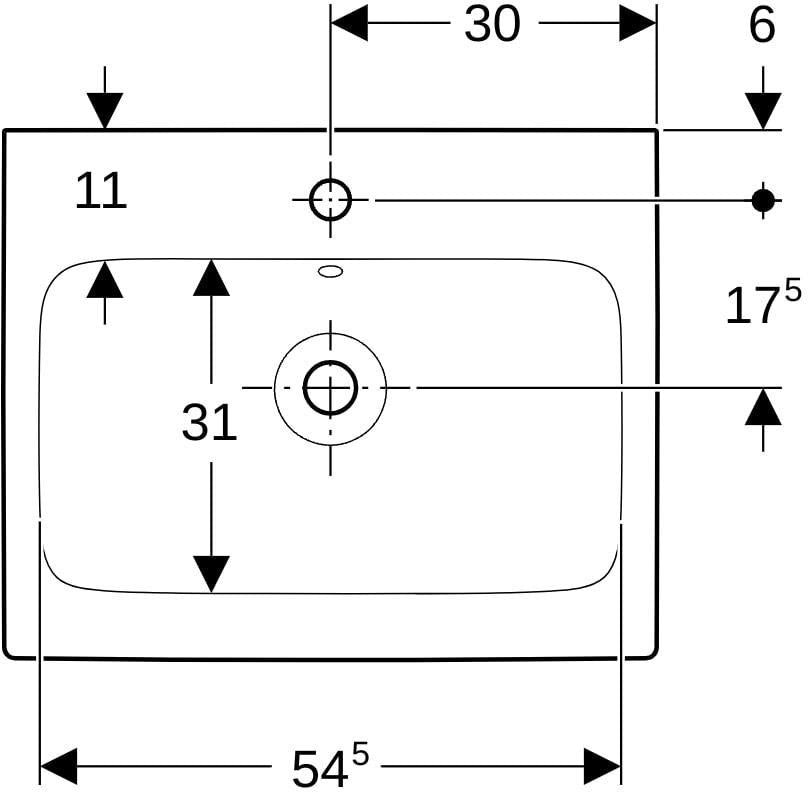 Geberit iCon Waschtisch 60 cm weiß mit Hahnloch und Überlauf