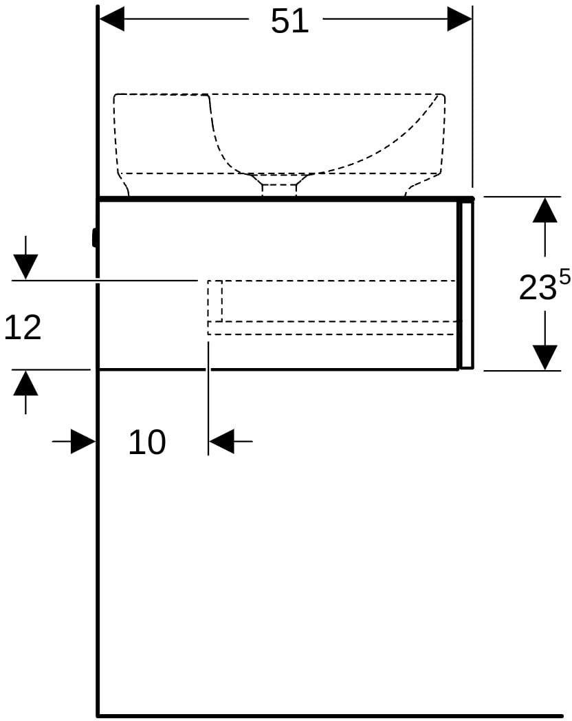 Geberit VariForm Waschtischunterbau 90 cm lava matt, 1 Schublade, Push-to-open, wandhängend