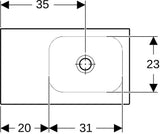 Geberit iCon Light Handwaschbecken 53x31 cm, Ablagefläche links, ohne Überlauf, weiß