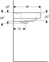 Geberit Renova Plan Waschtisch 55x44 cm mit Hahnloch, ohne Überlauf, weiß