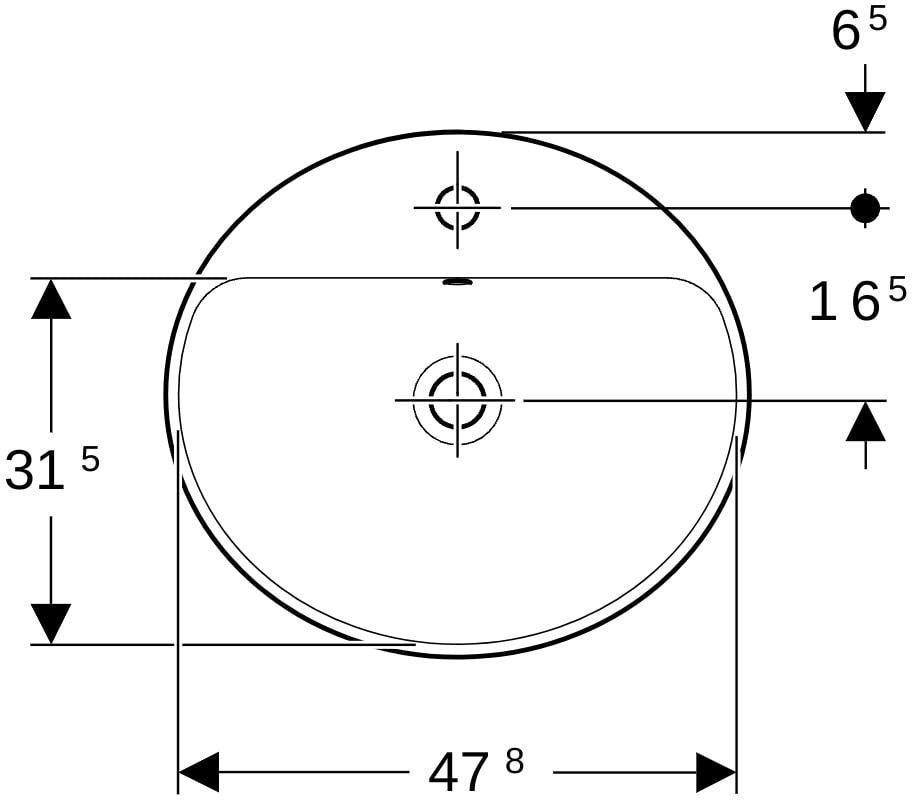 Geberit VariForm Einbauwaschtisch oval 50x45 cm mit Hahnlochbank und KeraTect Weiß