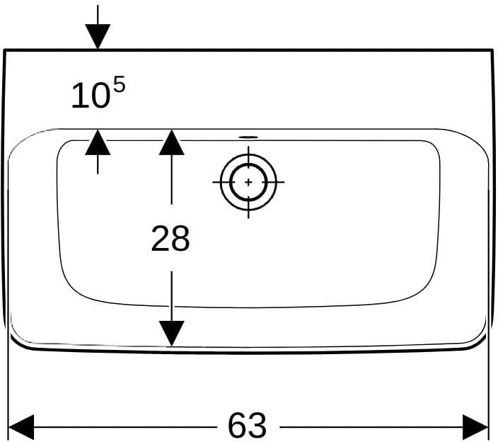 Geberit Renova Compact Waschtisch 65x40 cm mit Hahnloch und Überlauf in Weiß