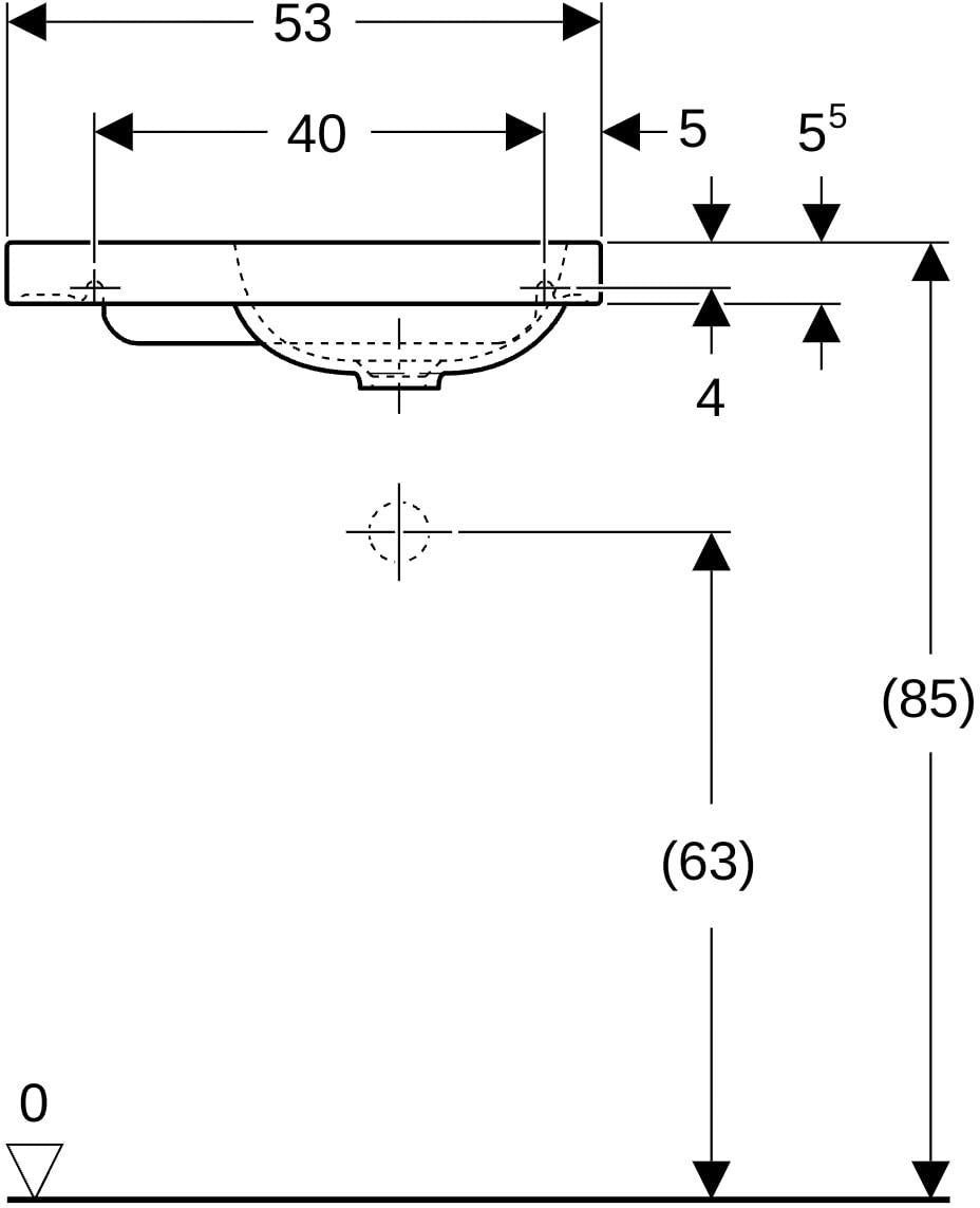 Geberit iCon Light Handwaschbecken 53x31 cm, Ablagefläche links, ohne Überlauf, weiß