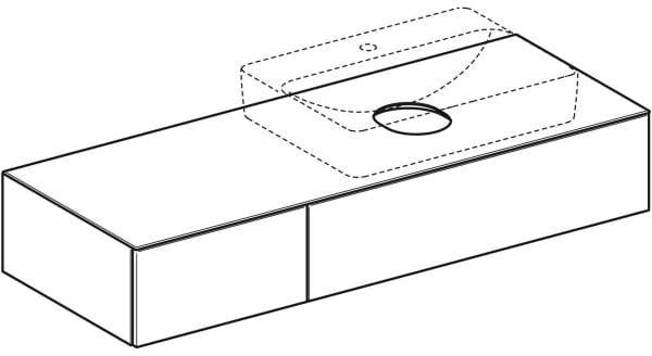 Geberit VariForm Unterschrank für Aufsatzwaschtisch, 135 cm, Nussbaum Hickory, 2 Schubladen