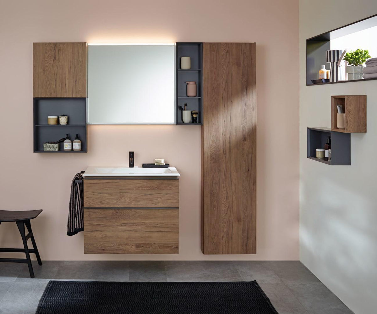 Geberit iCon Waschtischset 90 cm mit Unterschrank, 2 Schubladen, weiß hochglanz