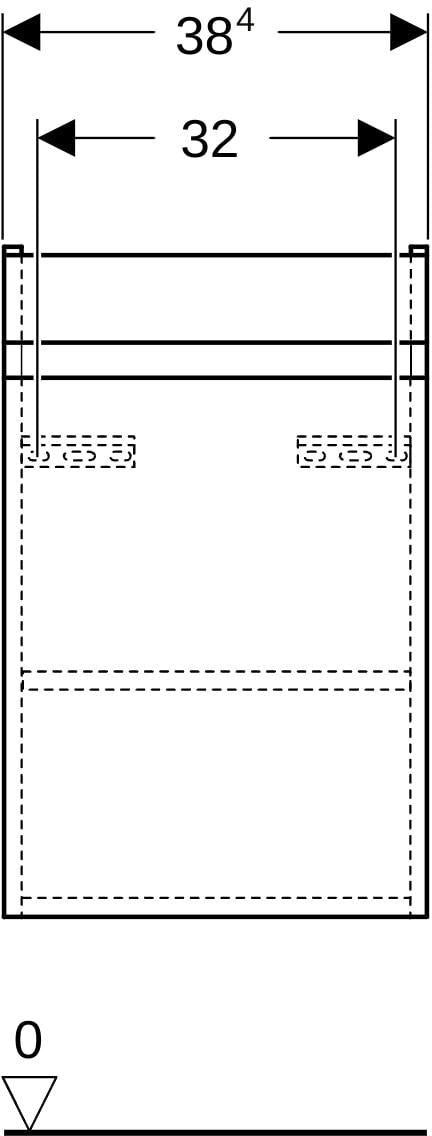 GEBERIT Renova Plan Unterschrank für Handwaschbecken, 1 Tür, Nussbaum hickory hell, 38,4 cm
