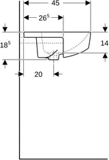 Geberit VariForm Halbeinbauwaschtisch 55x45 cm mit Hahnloch und Überlauf in Weiß
