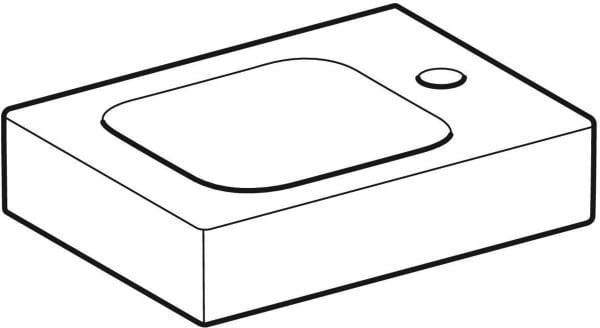 Geberit iCon Handwaschbecken 38x28 cm, Hahnloch rechts, ohne Überlauf, weiß