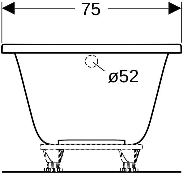 Geberit Renova Rechteckbadewanne 170x75 cm, weiß, Sanitäracryl, mit Überlaufloch