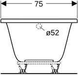 Geberit Renova Rechteckbadewanne 170x75 cm, weiß, Sanitäracryl, mit Überlaufloch