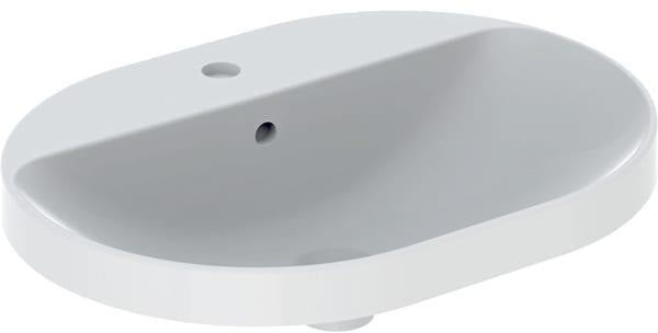 GEBERIT VariForm Einbauwaschtisch elliptisch 60x45 cm mit Hahnlochbank & KeraTect Weiß