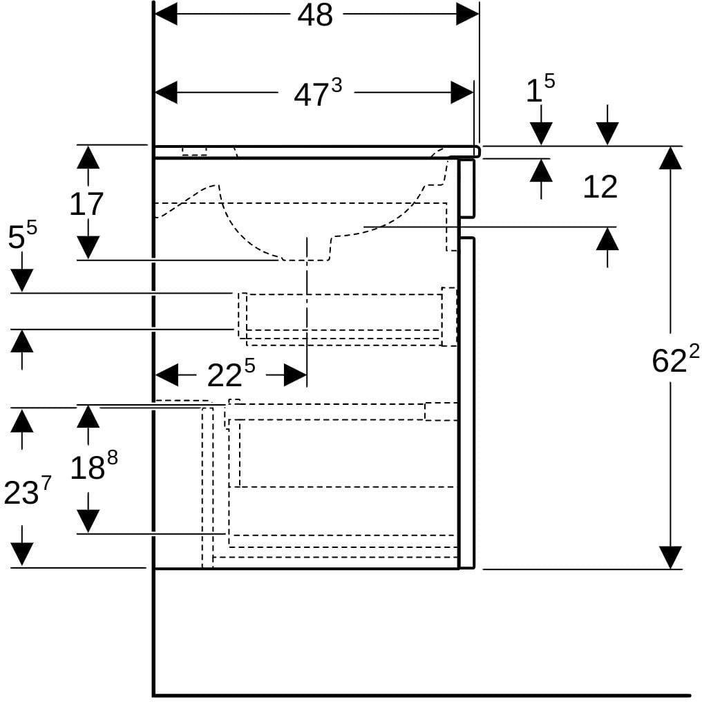 Geberit Renova Plan Set Doppelmöbelwaschtisch 130 cm mit Unterschrank Nussbaum hickory hell