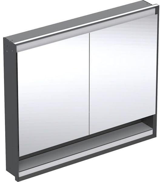 Geberit ONE Spiegelschrank mit Nische & ComfortLight, 2 Türen, 75x90x15 cm, schwarz matt