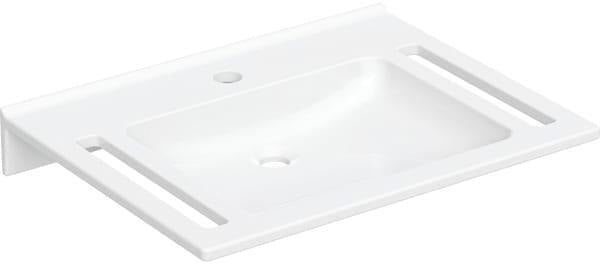 Geberit Publica Waschtisch 70x55 cm, eckig, barrierefrei, mit Hahnloch, ohne Überlauf, weiß