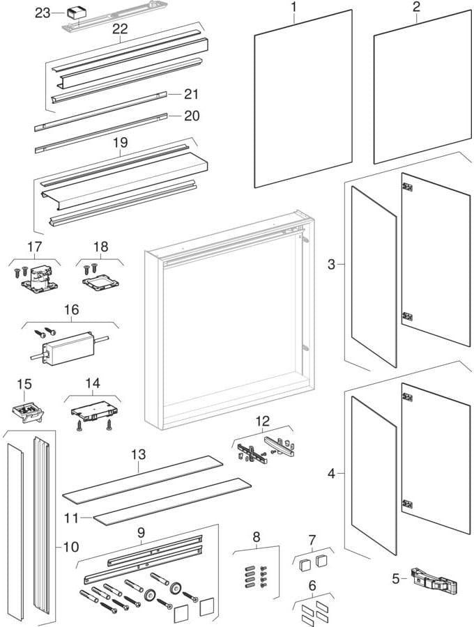 Geberit ONE Spiegelschrank mit ComfortLight, 2 Türen, 75x90x15cm, weiß
