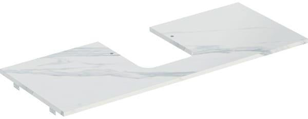 Geberit ONE Waschtischplatte 120 cm, Marmoroptik weiß matt, Ausschnitt mittig für Aufsatzwaschtisch