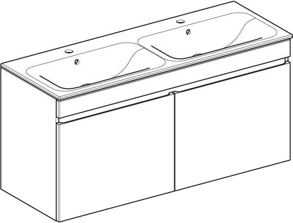 Geberit Renova Plan Waschtischset 130 cm Nussbaum hell mit KeraTect Doppelwaschtisch