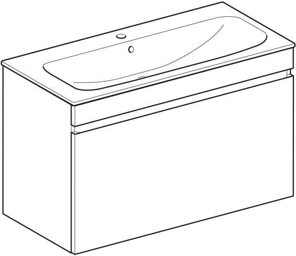 Geberit Renova Plan Waschtischset mit Unterschrank Nussbaum hell KeraTect 55 cm