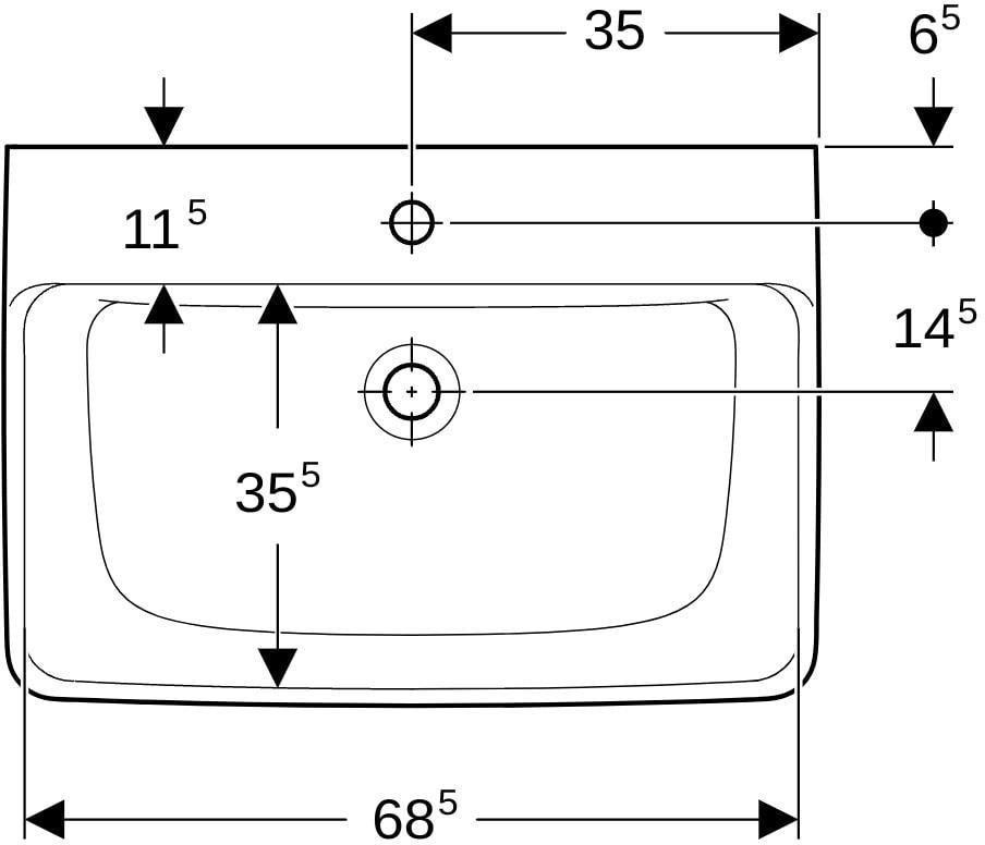 Geberit Renova Plan Waschtisch 55x44 cm mit Hahnloch, ohne Überlauf, weiß