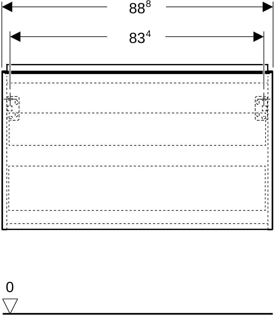 Geberit Acanto Waschtischunterschrank 90 cm, weiß hochglänzend, 1 Schublade + Innenschublade