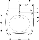 GEBERIT Vitalis WT barrierefreier Waschtisch 65x60 cm mit Hahnloch und Überlauf in Weiß