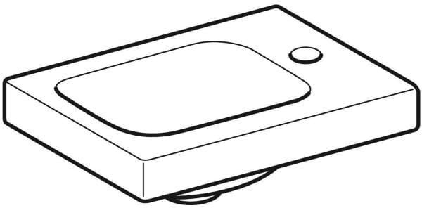 Geberit iCon Light Handwaschbecken 38x28 cm mit Hahnloch rechts, ohne Überlauf, weiß