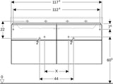 Geberit Xeno2 Unterschrank für Waschtisch, 120 cm, 4 Schubladen, weiß hochglänzend
