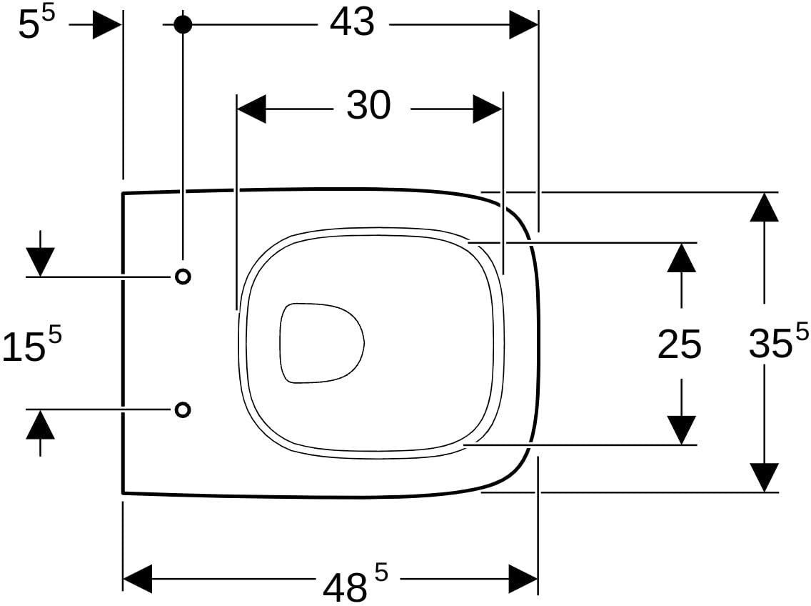 Geberit Renova Compact Wand-WC Tiefspüler eckig 48,5 cm weiß