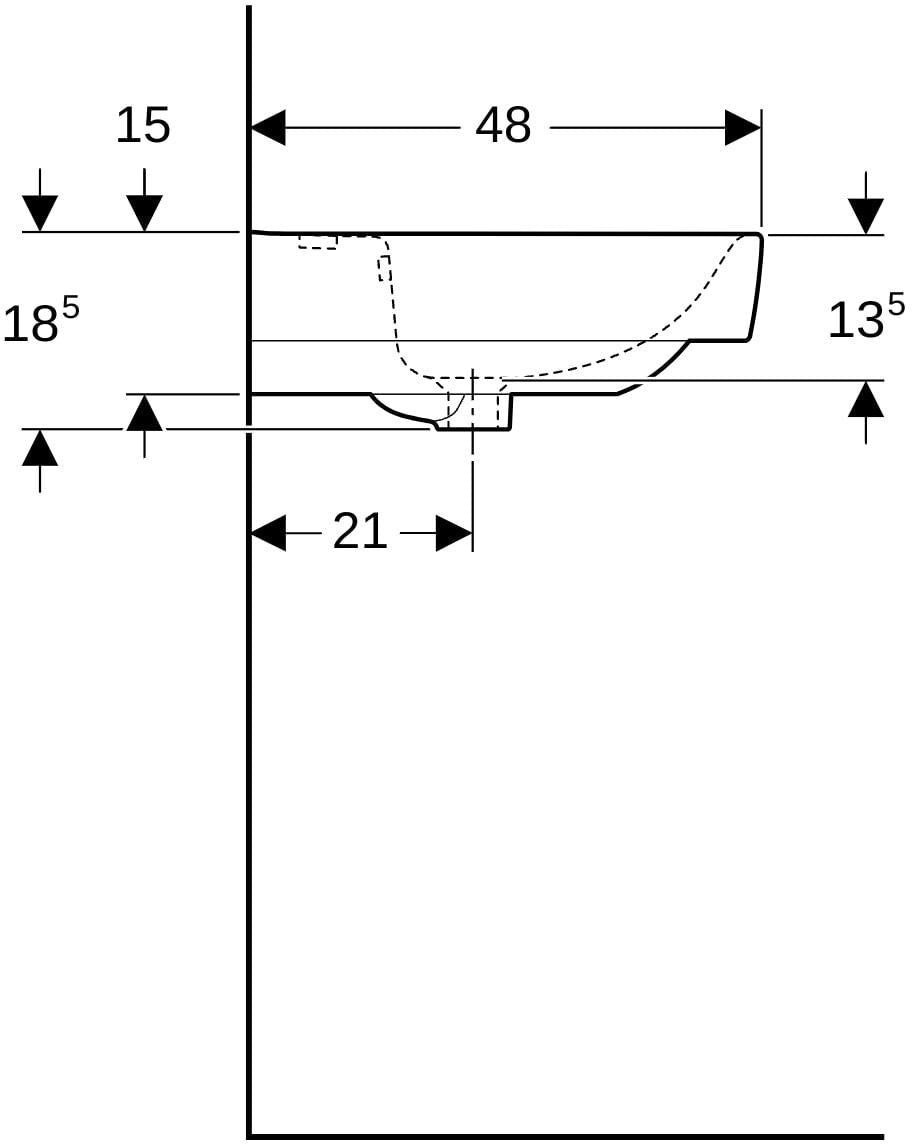 Geberit Renova Plan Waschtisch 90x48 cm mit Ablagefläche, Hahnloch mittig, weiß