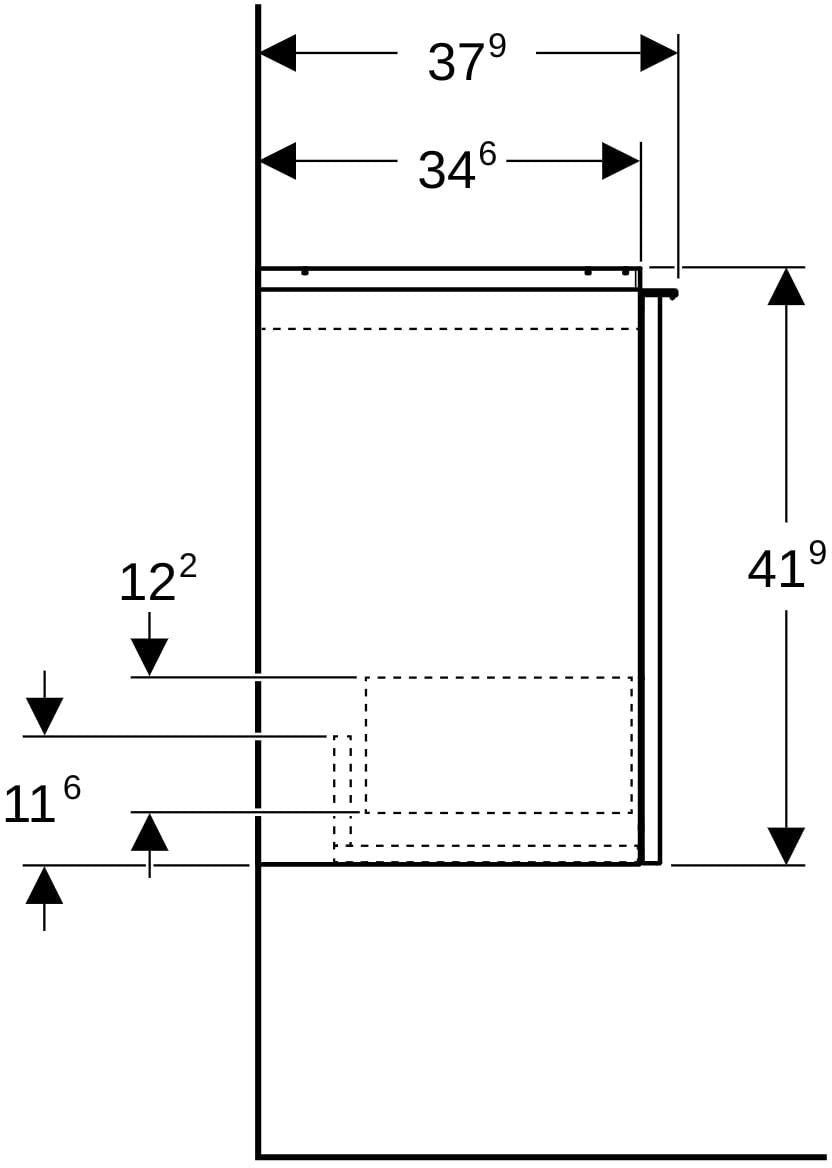 Geberit Acanto Unterschrank für Handwaschbecken, 45 cm, 1 Schublade, weiß matt – wandhängend