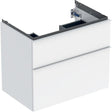 Geberit iCon Waschtischunterschrank 74 cm, 2 Schubladen, weiß hochglanz – wandhängend, mit Selbsteinzug