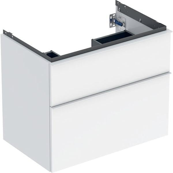Geberit iCon Waschtischunterschrank 74 cm, 2 Schubladen, weiß hochglanz – wandhängend, mit Selbsteinzug