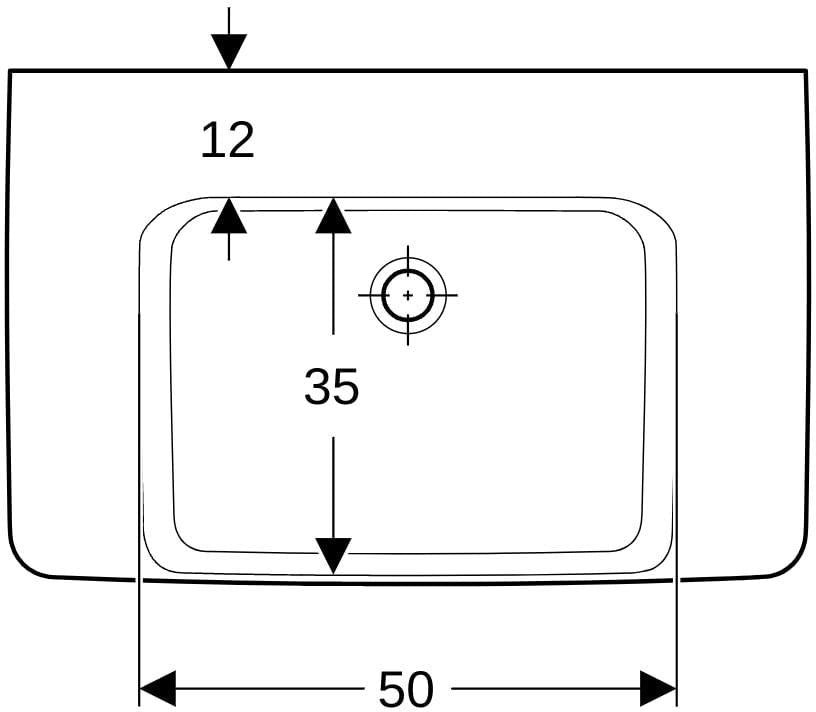 Geberit Renova Plan WT mit Ablagefl., 75x48cm m. Hl., m. Ül., weiß