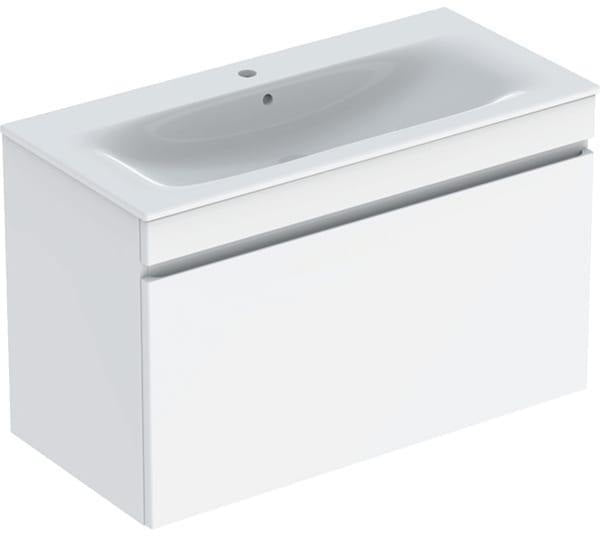 Geberit Renova Plan Waschtisch-Set mit Unterschrank, 55 cm, Nussbaum hickory hell