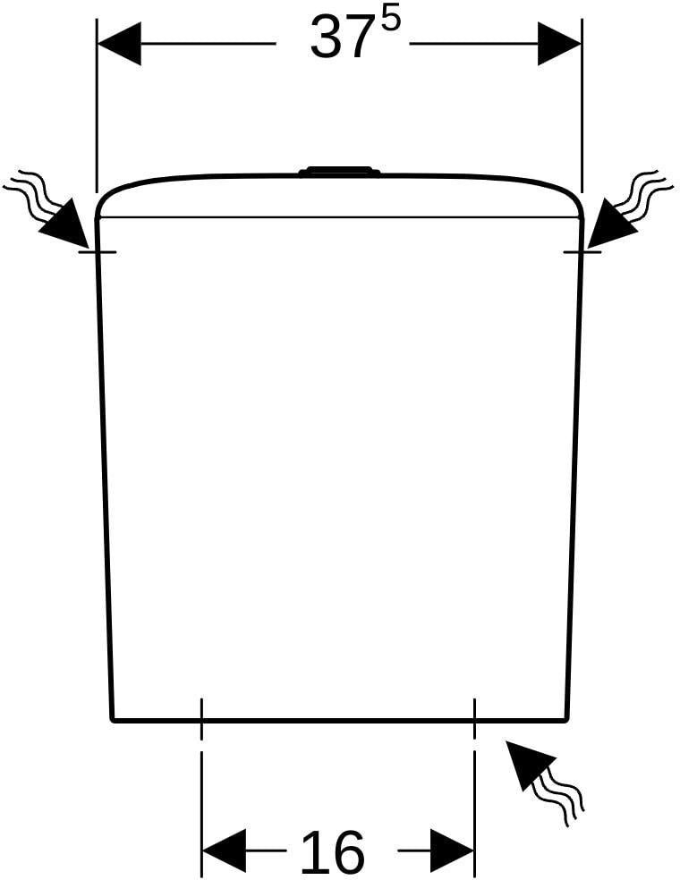 Geberit iCon AP-Spülkasten aufgesetzt, 2-Mengen-Spülung, Wasseranschluss seitlich, weiß