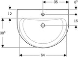 Geberit Renova Waschtisch 60x48 cm mit Hahnloch mittig, ohne Überlauf, weiß, KeraTect