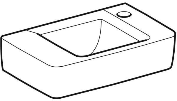 Geberit Renova Compact Handwaschbecken 40x25 cm, Hahnloch rechts, ohne Überlauf, weiß