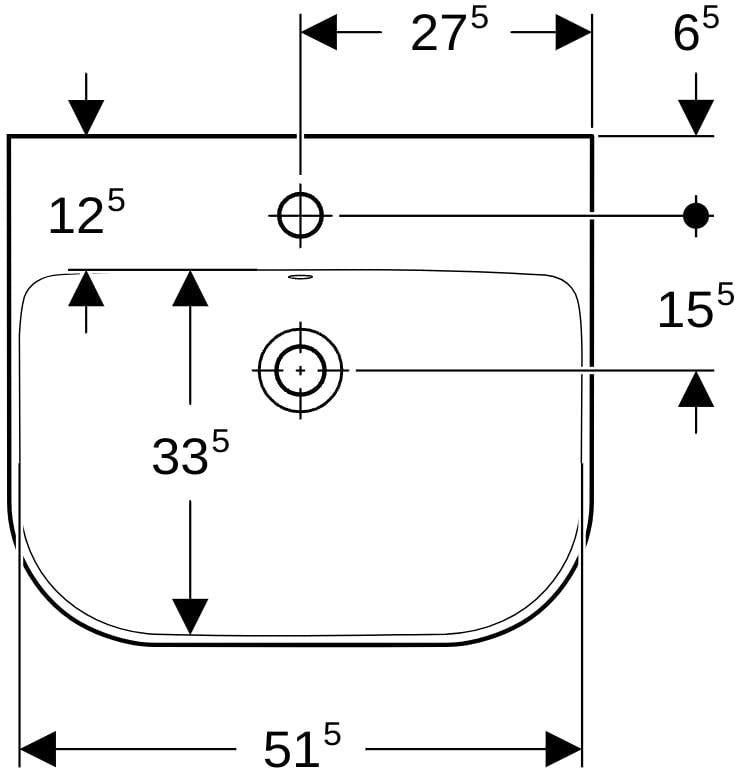 Geberit Smyle Waschtisch 55x48 cm mit Hahnloch und Überlauf in Weiß