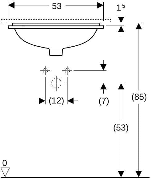 GEBERIT VariForm Unterbauwaschtisch rechteckig 53x44 cm weiß ohne Hahnloch