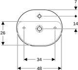 Geberit VariForm Aufsatzwaschtisch elliptisch 50x40 cm mit Hahnloch, ohne Überlauf, weiß KeraTect