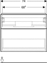 Geberit iCon Waschtischunterschrank 74 cm, 2 Schubladen, weiß hochglanz – wandhängend, mit Selbsteinzug