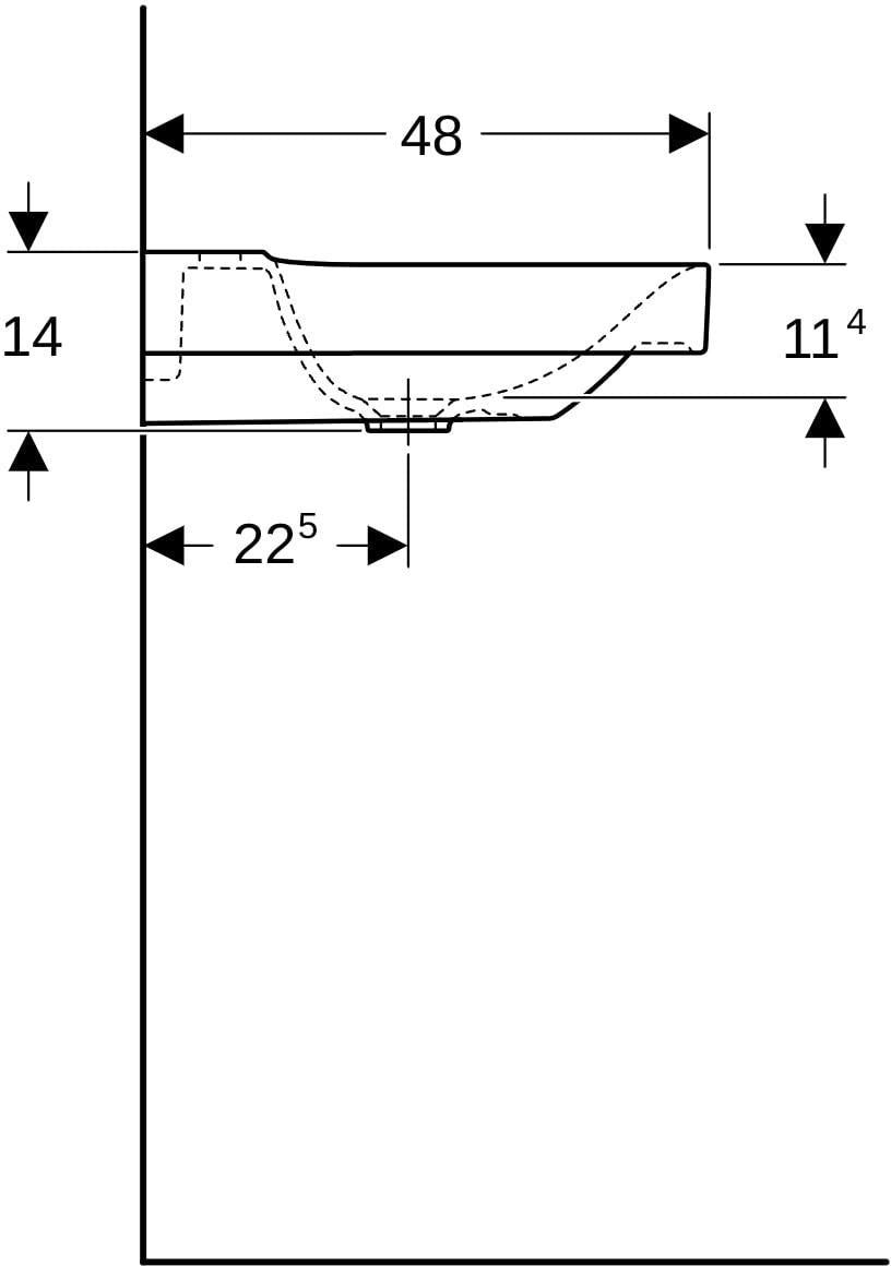 Geberit Xeno2 Waschtisch 90x48 cm mit Ablagefläche rechts, ohne Hahnloch, KeraTect weiß