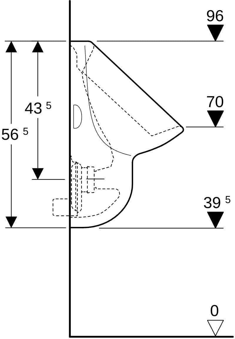 GEBERIT Aller Urinal weiß – Zulauf oben, Abgang hinten/unten, 1 Liter Spülvolumen